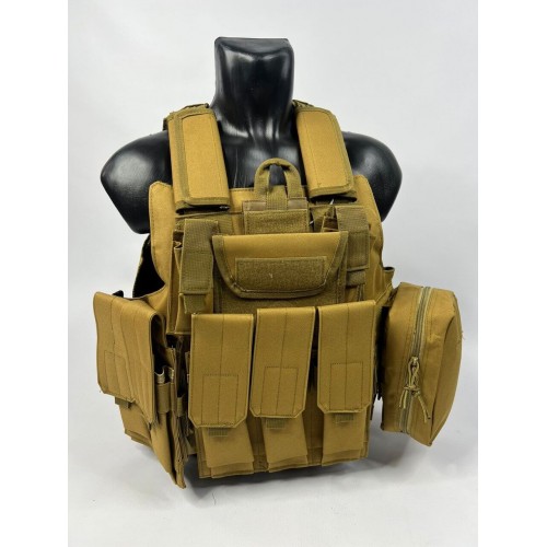 Тактический разгрузочный жилет «5 / пять карманов» с подсумками Tactical Molle Plate Carrier для съемных бронепластин в Казани