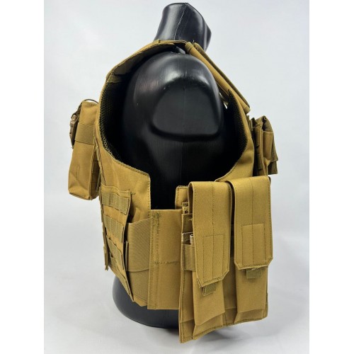 Тактический разгрузочный жилет «5 / пять карманов» с подсумками Tactical Molle Plate Carrier для съемных бронепластин в Казани